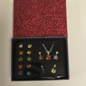 🆕️Vibrant Gemstone Necklace and Earring Set - Matching Set Of 5